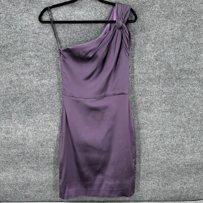 Monique Lhuillier Dress Womens 6 Purple One Shoulder Silk Sheath 2009 Collection - Image 1 of 4