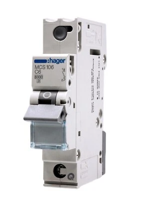 Hager MCS 106 LS Schalter C6 6kA Sicherung Automat Leitungsschutzschalter 6A