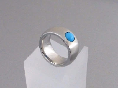 Neuer Edelstahl Ring Damen Türkis Perlen Kugel drehbar Bandring Silber 10mm II - Bild 1 von 2