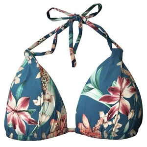 Top de bikini acolchado LA Blanca talla 14 azul tropical floral paraíso nuevo con etiquetas - Imagen 1 de 6