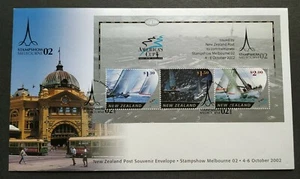 2002 New Zealand Sail Boat Ship Yachts America's Cup Stampshow Melbourne MS FDC - Picture 1 of 2
