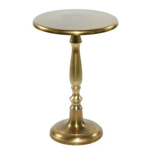 Round Gold Pedestal Drink Stool Stump Side Table Small End Table Handcrafted - Image 1 of 1