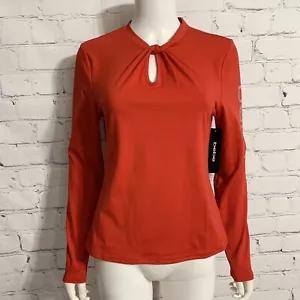 Bebe Blouse Large Red Long Sleeve Twisted Neckline Embellished New - Picture 1 of 5