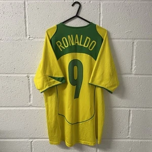 Brazil Home Football Shirt 2004/05 Ronaldo #9 Size Large Nike - Picture 1 of 14