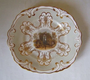 Fine Georgian Landscape Decorated Dessert Plate " NETLEY ABBEY"  C.1820: - Picture 1 of 6