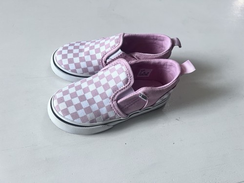 Vans Scarpe Bambini 8 Asher V Sneakers Rosa Scacchiera Slip On Comfort 721356