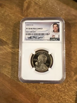 2003 S Sacagawea Dollar NGC PF70 Ultra Cameo John B Herrington Hand Signed NASA - Image 1 of 4