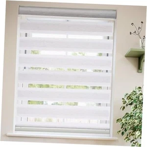 Roller Shades Zebra Blinds for Indoor Windows Cordless Day 32"W x 72"H Beige - Picture 1 of 7