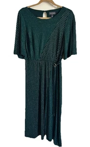 Luxology Damen Waldgrün Schimmer Streifen Urlaub Kleid Größe Medium - Bild 1 von 3
