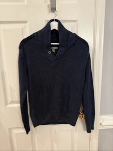 Method Slate Blue & Black Shaw Collar & Button Sweater sz S EUC - Picture 1 of 7