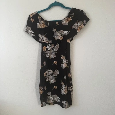 FOREVER 21 Black Floral Off Shoulder Ruffle Dress Size S - Image 1 of 4