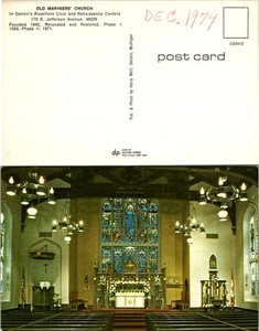 Beautiful Interior View of OLD MARINERS CHURCH Detroit Postcard - Picture 1 of 1