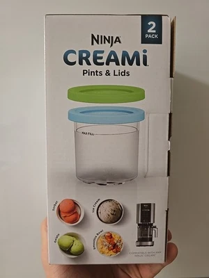 Ninja Creami Pints & Lids 2 Pack Compatible With NC300 Lime & Aqua Ice Cream NEW - Image 1 of 2