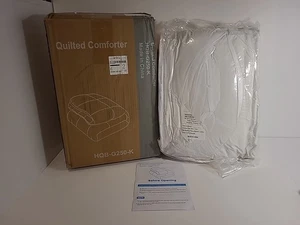 New Sealed White 90in. X 102in. Quilted Comforter HQB-G250-K - Picture 1 of 7