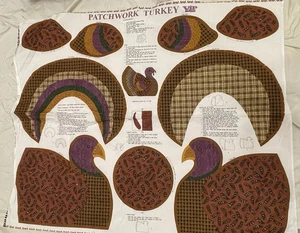 Cut & Sew Patchwork Turkey Doll Thanksgiving Fabric Panel - Picture 1 of 4