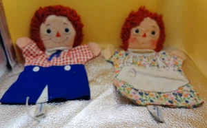 Raggedy Ann and Andy Knickerbocker lot 2 hand puppet vintage - Picture 1 of 10