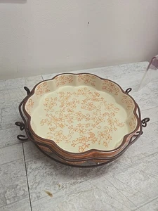 Temptations "Floral Lace" - Orange & Creme Ofengeschirr Serviergeschirr 10" Schale & Wiege - Bild 1 von 4