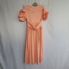 Peach off shoulder belted pleated midi dress Asos design Size 8 Brand new