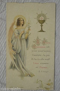 Image Pieuse - Chromolithographie ** La Sainte Communion ** - Imagen 1 de 2