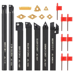 21pcs Indexable Lathe Turning Tool Holder Carbide Inserts Set Wrench Boring Bar - Picture 1 of 6