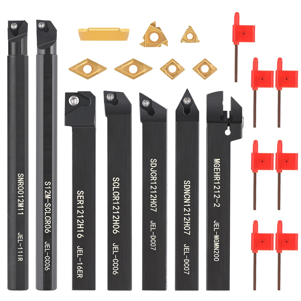 7X Drehmeißel Set Drehstahl Klemmhalter Bohrstange 7 Wendeschneidplatten - Bild 1 von 4