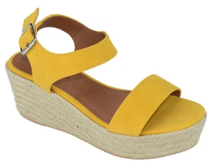 Classified Women Wedge Sandals Open Toe Strap Flatform Espadrilles Yellow LUTHOR - Foto 1 di 3