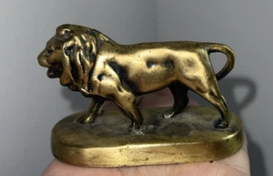 Antiqued Brass Lion Paper Weight 2 3/4" x 1 3/4" - Picture 1 of 2
