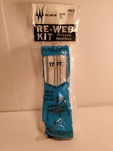Vintage Wellington Re-Web Kit 17 Fuß Rasenmöbel Gurtband weiß grau Streifen - Bild 1 von 2