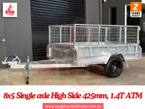8x5 Single Axle Box Trailer High Sides 425mm Hot Dip Galvanised - Picture 1 of 7