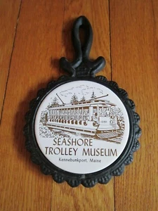 Vintage Seashore Trolley Museum ME Gusseisen Untersetzer Pilkington England Keramik SCHÖN! - Bild 1 von 8