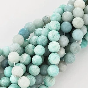 Perline amazzonite alta qualità perline rotonde lisce naturali 6 mm 8 mm 10 mm pietra amazzonica - Foto 1 di 15