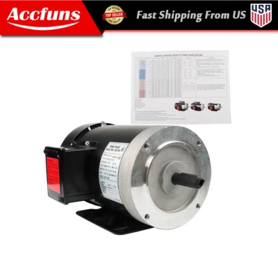 3 Phase 56C Frame 1800 RPM TEFC 230 / 460 Volt 2 HP General Electric Motor New - Image 1 of 4