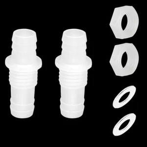 Feelers 3/8" Hose Barb Thru-Bulk Bulkhead Fitting Hex Barbed Fitting Plastic Ada - Picture 1 of 12