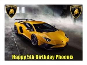 Lamborghini Car Edible Cake Toppers Icing Birthday Cake Decorations (4 Sizes) - Picture 1 of 8