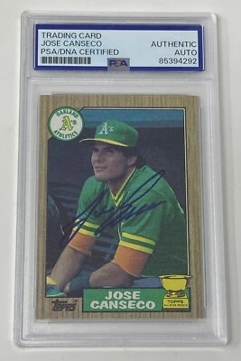 JOSE CANSECO Signed 1987 Topps Rookie Card Slabbed PSA Authentic Auto Autograph - Image 1 of 4