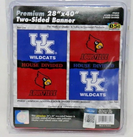 NCAA Louisville Cardinals Kentucky Wildcats HOUSE DIVIDED 2-SIDED 28 X 40 BANNER Cover