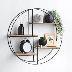 NEW Metal Wire Wall Shelf Home Decor Storage Floating Round Multi-Section Shelf - Picture 1 of 4