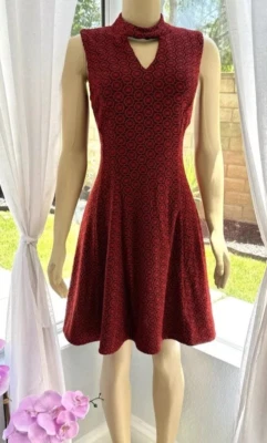 Red Floral Embroidered Sleeveless Dress Size 12 Petite Signature By Robbie Bee - Image 1 of 4