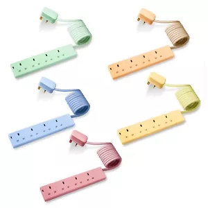 Pastel Electric Coloured Extension Cord Lead Plug Blue Pink Yellow Adapter - Picture 1 of 7