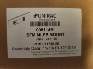 Conjunto de montaje Unirac microrail MLPE 008114M cajas de 10 - Imagen 1 de 2