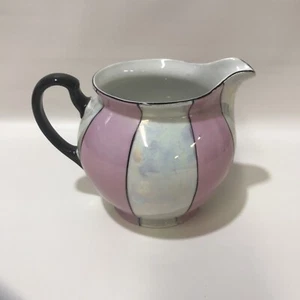 Antique Union K Czechoslovakia Pink White & Black 5" Pitcher Lusterware Rare! - Picture 1 of 10