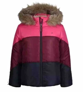 TOMMY HILFIGER Big Girls Color Block Hooded Puffer Jacket NWT $120 - Picture 1 of 13