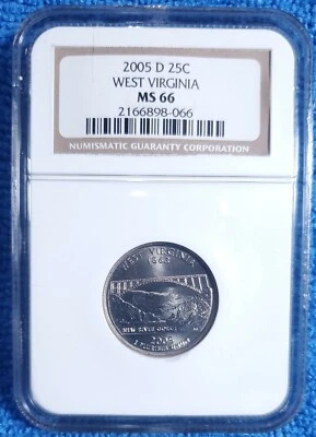 2005-D West Virginia 25C Washington State Quarter - NGC MS66 Business Strike - Image 1 of 2