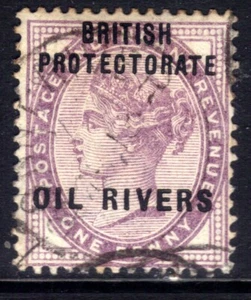 Oil River British Protectorate 1892 QV 1d Lilac Used SG 2 ( B575 ) - Picture 1 of 1