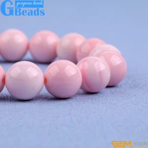 AAA Pink Conch Lobatus Shell Round Loose Beads Jewelry Making Reiki Chakra 20“ - Picture 1 of 18