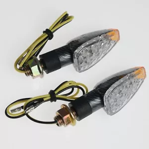 Coppia Frecce Moto Led Indicatori Direzione Universali Doppia lente Carbonio - Picture 1 of 2