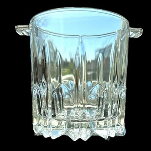 Vtg Lead Crystal Ice Bucket Champagne Wine Cooler 5" Sawtooth Tall Marked Italy - Picture 1 of 5