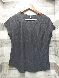 Chaps Ralph Lauren Women Black Lace Short Sleeve Blouse Top Size Large  - Picture 1 of 7