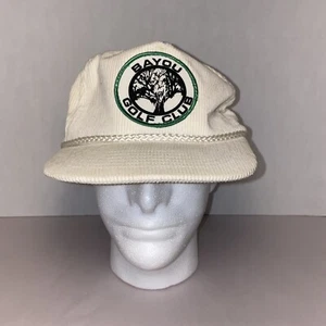 Sombrero trasero vintage Ama Pro ""Bayou Golf Club"" correa de pana talla única blanco *Mancha* - Imagen 1 de 8