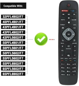 Universal Remote Control for Philips TV 55PFL6902/F7, 65PFL5602/F7, 65PFL6902/F7 - Picture 1 of 5